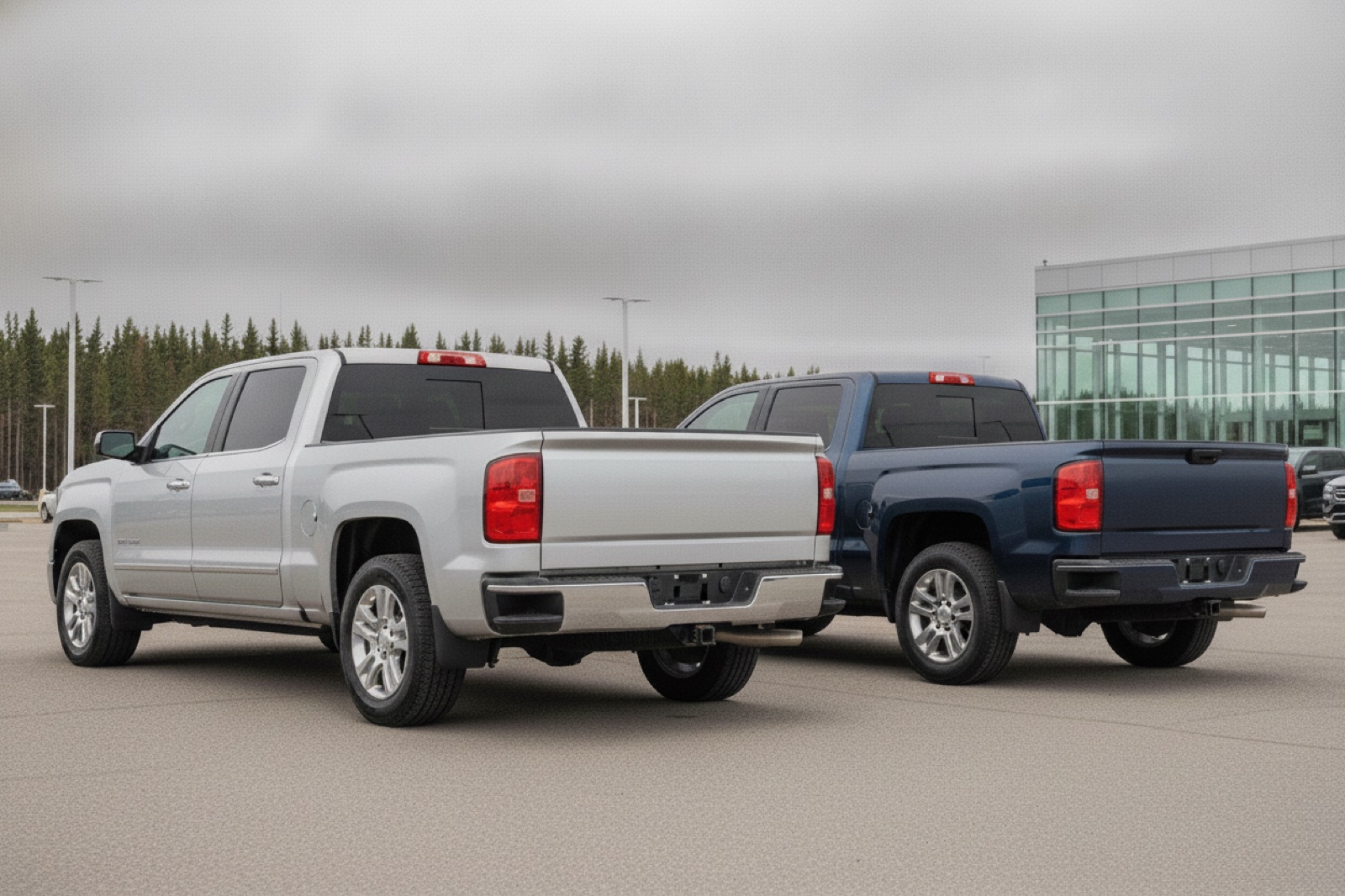 A new Ford and a pre-owned vehicle side by side at Windsor Ford
