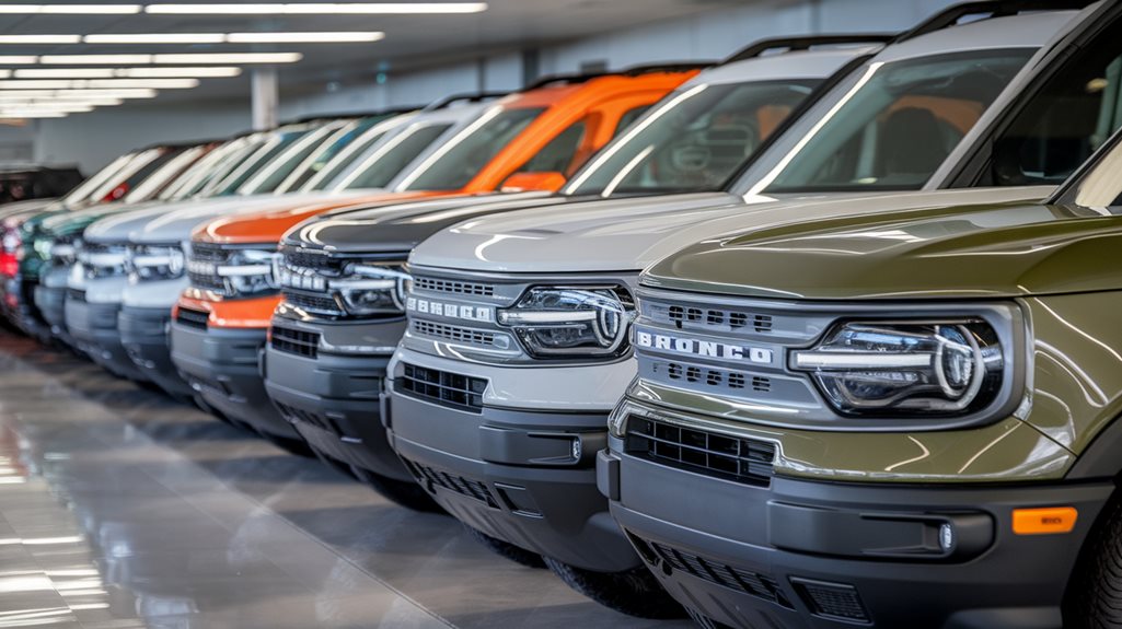 Lineup of multiple colour options for Bronco Sport